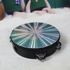 FORTUNESS Rainbow Wood Hand Held Drum Double Row 8/10-Inch Childrens Drum Durable Educational Tambourine Percussion