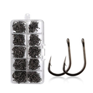 100Pcs Strong Carbon Steel Saltwater Freshwater Sharp Fishing Circle Jig Hooks