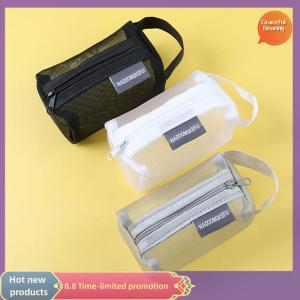 Graceful Mesh Cosmetic Bag Mesh Makeup Bags Transparent Mesh Zipper Pouch For Offices Travel Storage Bags Toiletry Bags Makeup Pouch