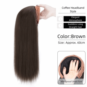 DFGFIN Long Wavy Curly Headband Hair Extension U-Shape Hairpieces Synthetic Hair Band Women