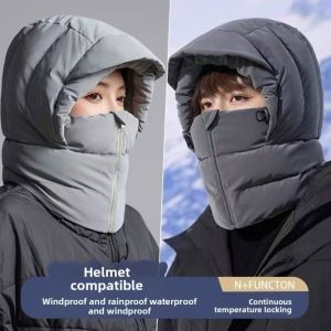 SWEET TIM หมวกกันหนาว winter hat หมวกอุ่น รักษาความอบอุ่น หมวกปั่นจักรยานฤดูหนาว 3-in-1 ทนต่อความเย็น ป้องกันลม หมวกเล่ยเฟิง หลายฟังก์ชัน ผ้าคลุมศีรษะ หน้ากากผ้าพันคออบอุ่น ผู้ชาย