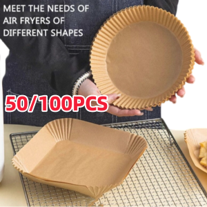 100Pcs Air Fryer Paper Air Fryer Liner Air Fryer Sheet Oil-proof Parchment Paper Non-Stick Air Fryer 100pcs Liners Baking Sheet Disposable