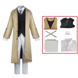 Anime Bungo Stray Dogs Dazai Osamu Cosplay Costume Long Jacket Coat Trench Bandage Suits Uniform Halloween