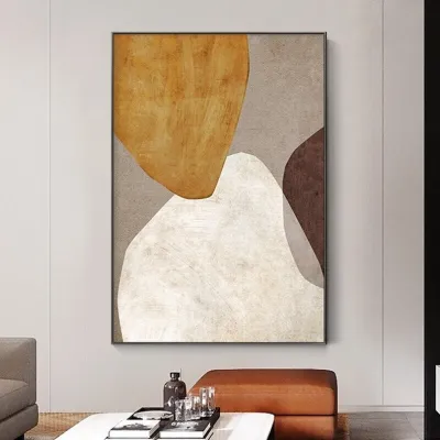 Modern Abstract Colour Block Canvas Painting Minimalist Wall Art Posters and Print 1PCS Wooden Inner Framed or Frameless (or Black Aluminum Alloy Framed)