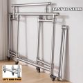 ATO 304 Stainless Steel Folding Clothes Hanger Drying Rack with Wheels Shoe Hanger Rak Penyidai Baju. 