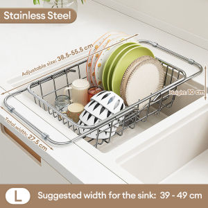 【COD/Original】Stainless Steel Extendable Kitchen Drain Basket Multi-Function Pot and Plate Organizer