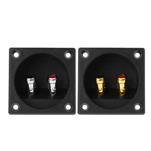 270 Square Speaker Junction Box Opening 50mm Twist Gold Banana Jacks Recessed Screw Cup 2 Positions for DIY Home Car