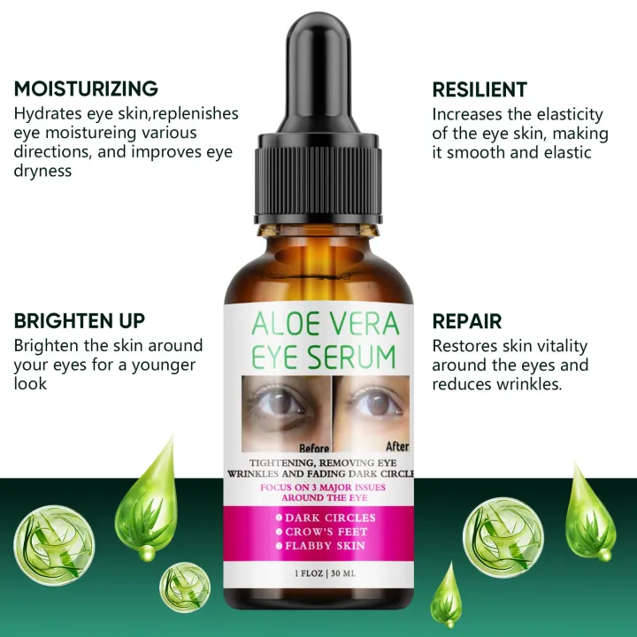 MOOYAM Aloe Vera Eye Essence Dark Circles Reduces Puffiness Bags Fine Lines Wrinkles Eye Essence.