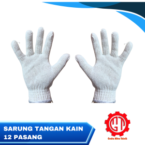 Sarung Tangan Kain Rajut Safety - Putih 1 Lusin 12 Pasang