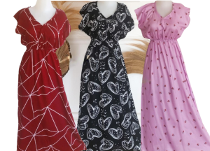 Kirei Gallery - Dress Daster Manohara Bali Panjang Felis Kain Busui Lembut Nyaman Bahan Rayon