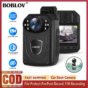 BOBLOV KJ21 Body Mini Police Camera HD 1296P 2850Mah 11H Recording With Night Vision DVR Video Audio Recorder Camcorder Motion Detection Body Cam Motorcycle Dash Cam  for Security Guards Vlogging