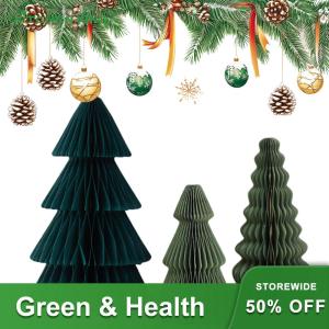 【New Arrival】 Set of 3 Honeycomb Christmas Tree Paper Decorations for Christmas Party and Home Festive Decor