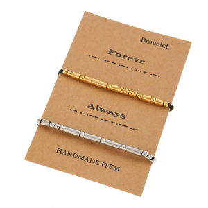 Gói của 2 handmade morse Mã Vòng đeo tay nghệ thuật Vòng đeo tay vòng đeo tay đính cườm thích hợp cho phong cách độc đáo và trang phục thời trang