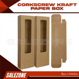 SaleZone -- Corkscrew Kraft Paper Box | 4x14x2cm | 10pcs per Pack