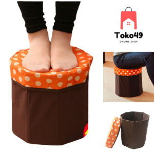 Storage Multifunction Box Organizer Foldable Lipat POLKADOT (Kotak container tempat penyimpanan mini serbaguna skaligus tutup bangku tempat duduk) L3504 - HTP019