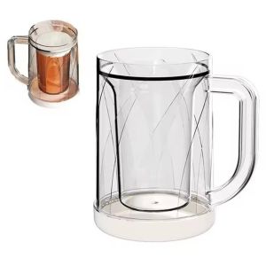 Chilled Ice-making Cup Household Double Layer Liquid Refrigerator Frozen Cup Small Fresh Cold Drink Glass Beer Mug With Handle