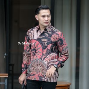 Batik Pria Lengan Panjang Premium Mewah Elegant Keren Baju Kemeja Batik Lengan Panjang Cowok PCW04