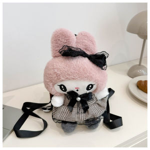 Christmas Gift Halloween hot Sanrio Flannel Lolita Female Backpack Kawaii My Melody Cartoon kuromi Cute Student Doll Bag Fashion School Supplies Backpack