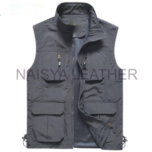 Rompi Pria Outdoor lapangan Multi Saku Kerah Berdiri Rompi Musim Semi rompi dewasa jumbo