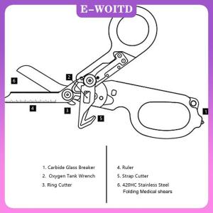 【E-WOITD】 Tactical Medical Scissor Emergency Rescue Shear First Aid Kit Raptor Scissors Foldable Plier Outdoor Survival EDC Tool Gear