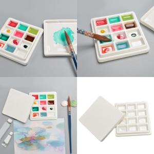 12 Grids Ceramic Artist Palette Ceramic Mixing Tray Watercolour Paints Palette for Painters