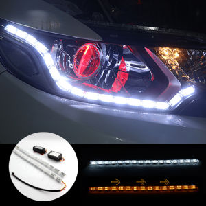 2pcs DRL Flexible Crystal LED Strip Daytime Running Lights Turn Signal Flowing Car Auto Front Headlamp white/Amber