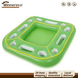 Inflatable Card Game Table with Food and Beverage Holders for Hot Tub and Beach Summer Events