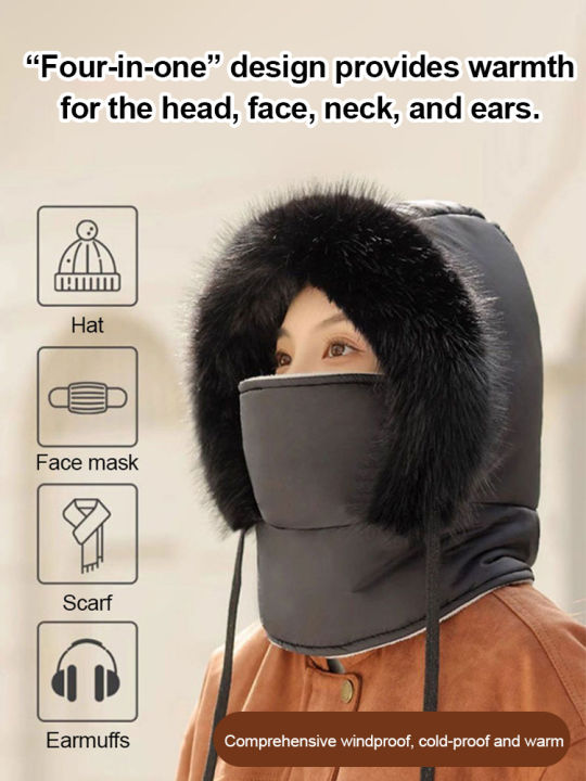 Winter%20Face%20Mask%20Neck%20Warmer%20Hat%20With%20Fleece%20Lining%20Warm%20Ear-protecting%20Ski%20Hat%20-%20Image%203