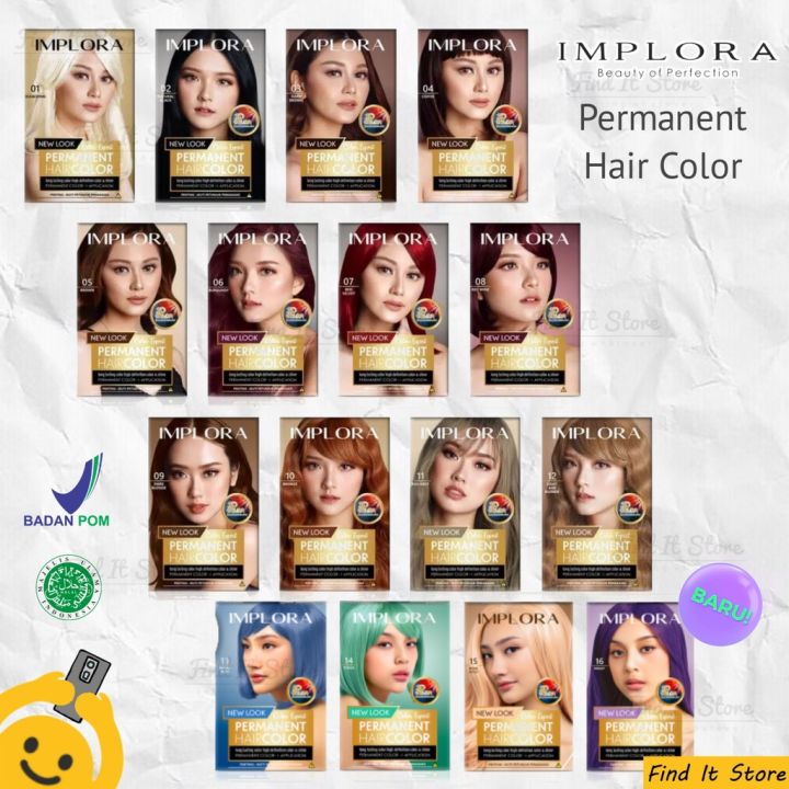 IMPLORA New Permanent Hair Color | Cat Rambut | Pewarna Bleaching ...