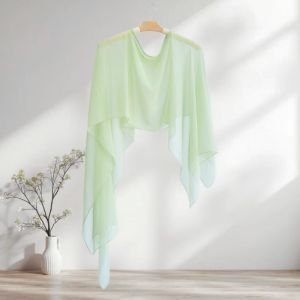 WCUX438160 Trong suốt manh. Khăn choàng voan Một cỡ Màu trơn Che chắn Dáng rộng rãi Áo khoác cưới Dành cho phụ nữ