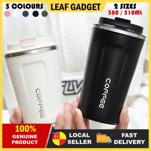 THERMOS COFFEE CUP with 380/510ml Volume Lid Leakproof Vacuum Flasks 304 Stainless Steel 5 Colours for Morning Coffee Office Gym Travel KF