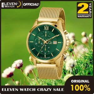 [Promo] Jam Tangan Pria GC / Guess Collection Y27013G9MF Executive Swiss Gold-Tone Dial Green Mesh Stainless Steel Original Garansi 2 Tahun [✔COD][100% Authentic]