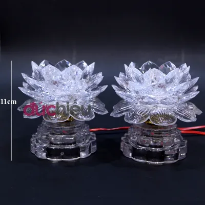 [ Hàng loại 1 ] Bộ 2 đèn thờ cúng hoa sen đổi nhiều màu đèn hoa sen bàn thờ đồ thờ cúng | Đức Hiếu Shop