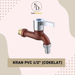 Keran Kran Air Taman PVC 1/2 Inch Drat Kuningan - COKELAT