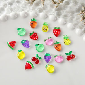 50Pcs Mix Cute StrawberryCherryGrapeWatermelon Nail Art Charms 3D Kawaii Resin Fruits FlatBack Nail Decoration Accessories h260819