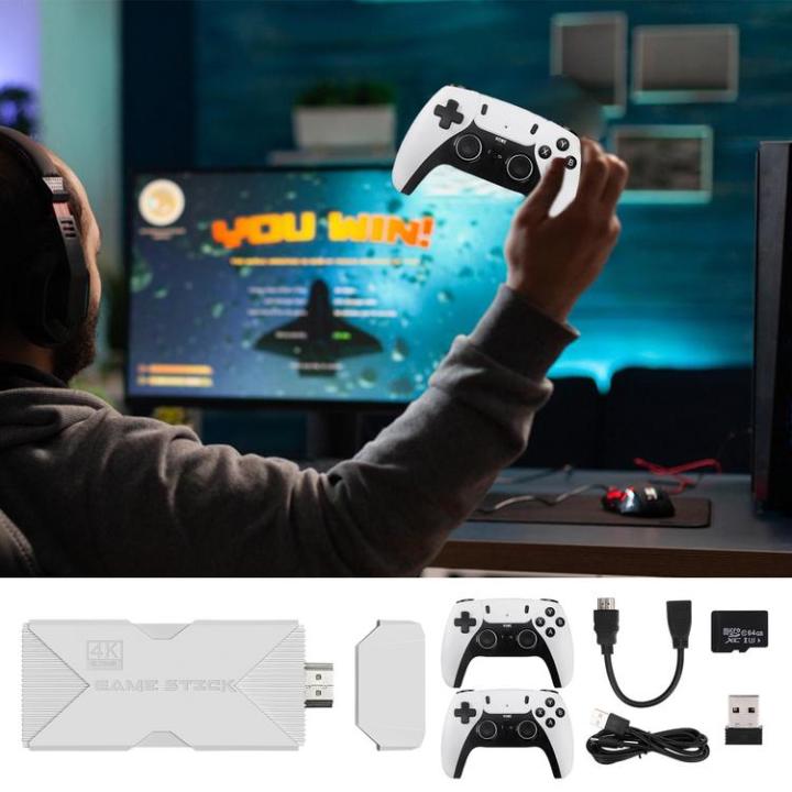 Retro Console Portable 4K TV Game Stick with Wireless Controller 64GB ...