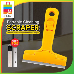 J MALL PORTABLE CLEANING SCRAPER 100MM for Glass Floor Tiles [FREE 3PCS Blade]