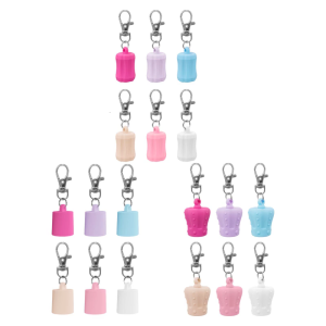 พวงกุญแจลิปบาล์มซิลิโคน6ชิ้นคลิปติดปลอดภัยสำหรับกระเป๋ากุญแจดีไซน์สวมใส่ได้แบบสากล