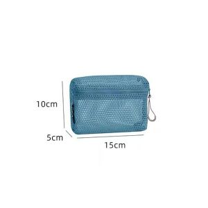 MILDPETAL With Zipper Storage Pouch Nylon Hand-held Cosmetic Bag Casual Mesh Mesh Pouch Women