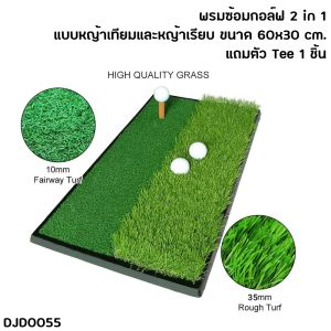 พรมซ้อมไดร์ฟกอล์ฟ หญ้าเทียมซ้อมกอล์ฟ 2in1 แบบหญ้าเทียมและหญ้าเรียบ ขนาด 60x30 cm (DJD0055)