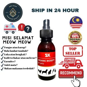 SK Organic Biosept Spray Kucing 100mL Fungus Kurap Sakit Mata Luka Earmites Kucing Cat Antiseptic