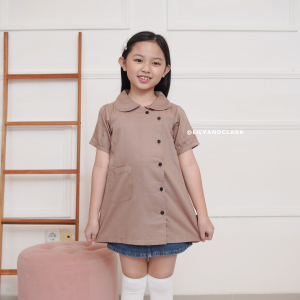 Lily And Clark Dress Anak Perempuan Warna Khaki DLC03