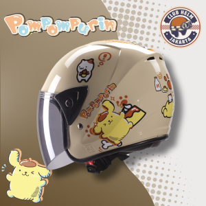 Helm Anak Junior Kop Cowok Cewek Karakter Pompompurin Pompom Purin Kream Cream