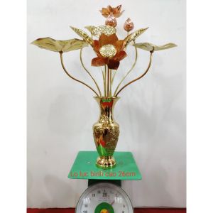 Combo 1 bộ lọ hoa bằng đồng + 1 bó sen xanh 10 bông cao cấp bằng đồng nguyên chất
