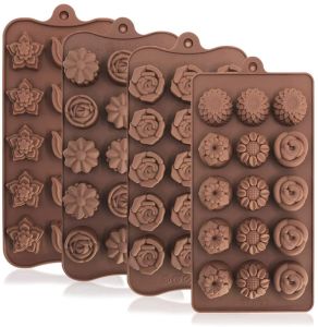 Cetakan Coklat Silikon Seri Bunga Tulip/Mawar/Matahari Mix
