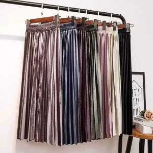 ROK PLISKET VELVET BLUDRU PANJANG PREMIUM GLOSSY WANITA DEWASA
