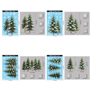 GAOSU 4 Sheets Tĩnh điện có thể loại bỏ Decal dán tĩnh điện hình cây thông Noel Tự làm Chống thấm nước Miếng dán kính hình bông tuyết Miếng dán trang trí Tinh tế Miếng dán cửa tiệc Giáng sinh Đồ trang trí lễ hội