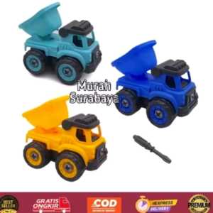 Mainan Anak DIY Dump Truck Sudah Ada Obeng nya BP 8088| Mainan Anak Tanpa Baterai Bisa Bongkar Pasang Terbaru Dan Bagus Mainan Anak Murah Meriah Mobil Truk Bongkar Pasang DIY Obeng Toy Car Set Kemasan Kantong