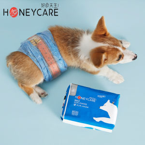 Honeycare pet soft dog diaper for dog wee and poop denim female disposable fashion dog diapers S/M/L