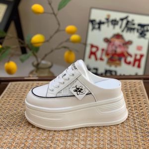 Thick-Soled Slippers For Petite Women 8Cm Height Increase Platform Closed-Toe Thin Wedge Heel 2026 Spring Slippers